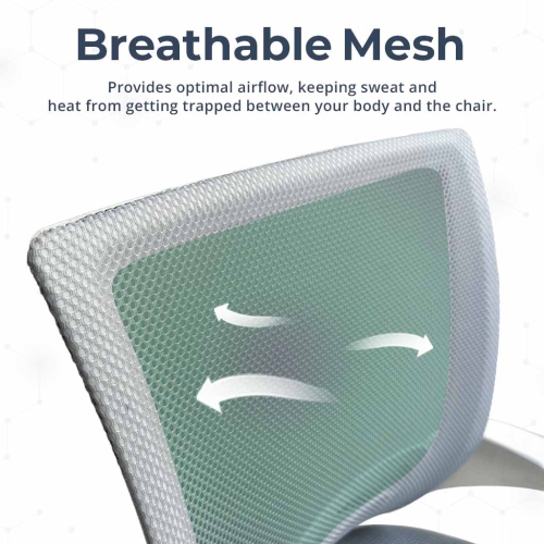 MotionGrey MC1 Ergonomic Office Chair - Comfy Airy Back Support with Adjustable Height - White Desk Computer Chairs Perfect for Home Gaming and