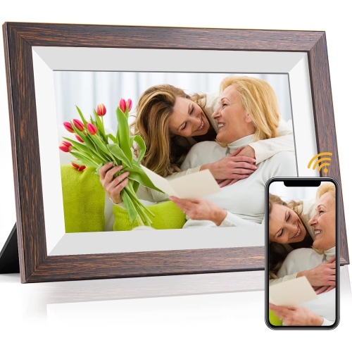 Frameo 10.1 WiFi Digital Photo Frame, IPS Touch Screen Digital Frame with 16GB Storage, Wall Mountable, Auto-Rotate, Share Photos via App