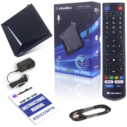 Image 1 of 5.. 2025 vSeeBox V5 Pro New Model with Built-in Voice Control System | Android 12 | 4GB RAM | 32GB Storage