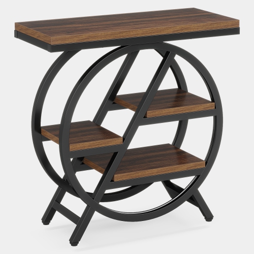 Image 1 de 6.. Tribesigns – Table de bout à 3 niveaux, table d'appoint de canapé en bois avec cadre géométrique en métal pour la chambre à coucher du salon