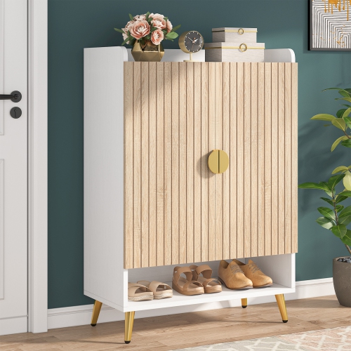 Tribesigns – Armoire à chaussures à 7 niveaux avec portes, support de rangement en bois pour chaussures avec tablette réglable pour le salon de