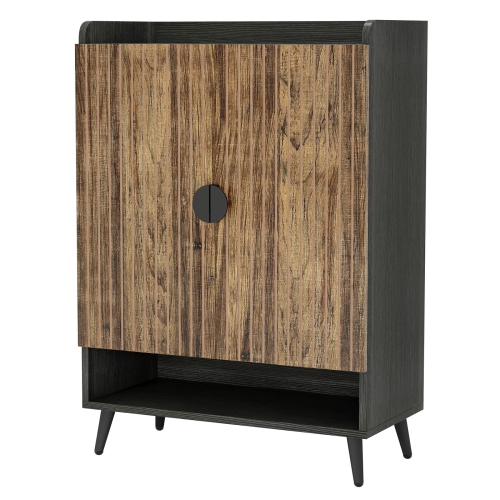 Tribesigns 7-Tier Shoe Cabinet with Doors, Wood Shoe Storage Rack with Adjustable Shelf for Entryway Hallway Living Room