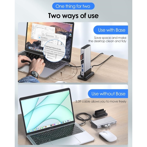 USB C Docking Station 100W Power Dock, 4K HDMI, VGA, Gigabit Ethernet, Card Reader, USB 3.0, Aux Adapter for 2022-2016 MacBook Pro, New Mac