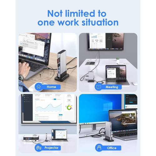 USB C Docking Station 100W Power Dock, 4K HDMI, VGA, Gigabit Ethernet, Card Reader, USB 3.0, Aux Adapter for 2022-2016 MacBook Pro, New Mac