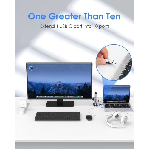 USB C Docking Station 100W Power Dock, 4K HDMI, VGA, Gigabit Ethernet, Card Reader, USB 3.0, Aux Adapter for 2022-2016 MacBook Pro, New Mac