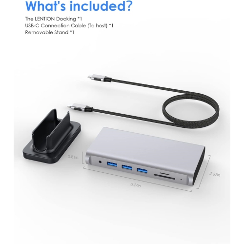 USB C Docking Station 100W Power Dock, 4K HDMI, VGA, Gigabit Ethernet, Card Reader, USB 3.0, Aux Adapter for 2022-2016 MacBook Pro, New Mac