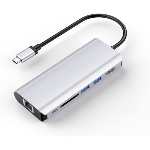 USB C Hub with 4K HDMI, SD Card Reader, 2 USB 3.0, Type C Charging & Gigabit Ethernet Compatible 2023-2016 MacBook Pro, New Mac Air/Surface, Stable