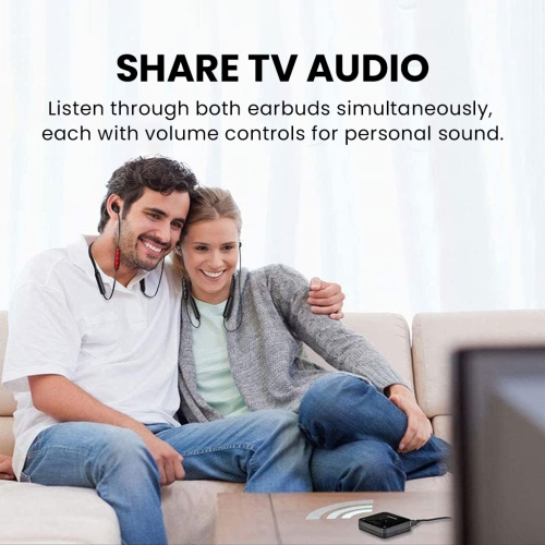 Avantree HT41866-Q - Wireless Earbuds for TV Listening, 20H Neckband Headphones with Bluetooth Transmitter for Optical Digital Audio, 3.5mm Aux