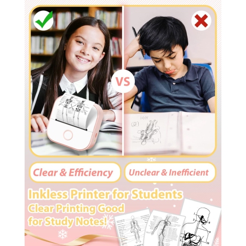 Phomemo T02 Bluebooth Mini Printer Portable Thermal Printer Inkless Sticker Printer for Study Graphics, Anatomical Diagrams, Photos, Students