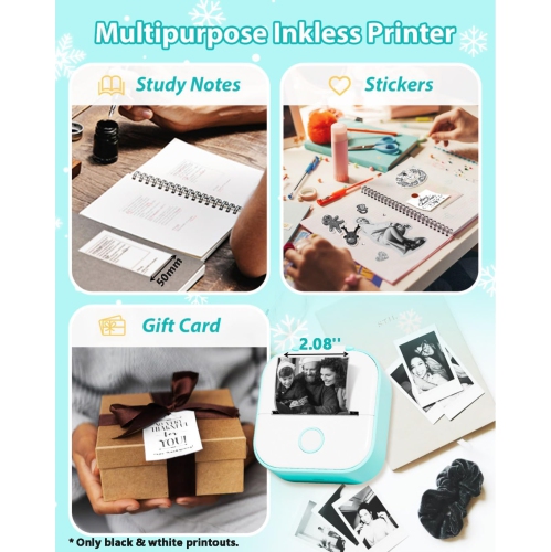 Phomemo T02 Bluebooth Mini Printer Portable Thermal Printer Inkless Sticker Printer for Study Graphics, Anatomical Diagrams, Photos, Students