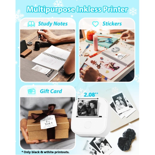 Imprimante thermique portative Mini-imprimante thermique sans encre T02 de Phomemo pour graphiques d'étude, diagrammes anatomiques, photos, étudiants