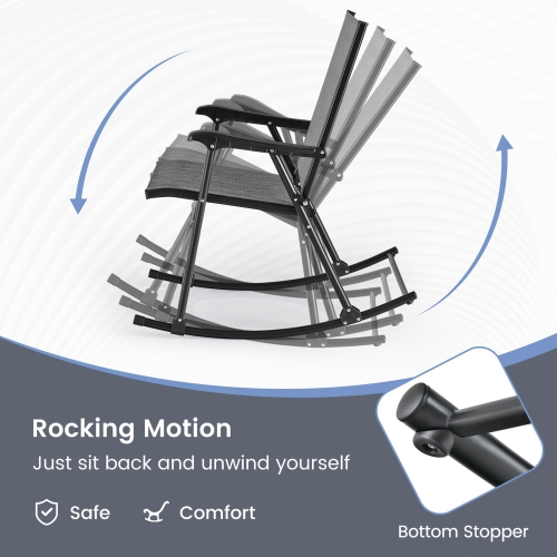 Gymax 4pcs Patio Folding Rocking Chair Heavy-Duty Metal Frame Rockers Outdoor