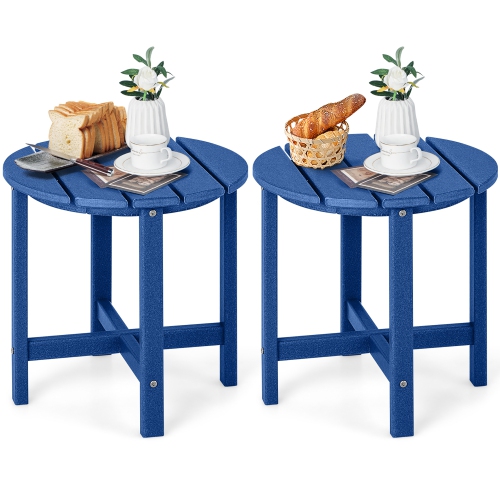 Gymax 2PCS 18'' Patio Adirondack Side Table Weather Resistant HDPE Garden Navy