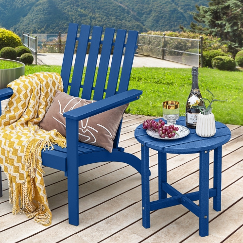 Gymax 2PCS 18'' Patio Adirondack Side Table Weather Resistant HDPE Garden Navy