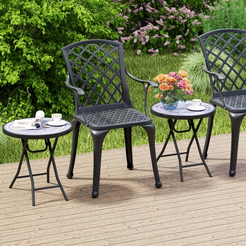 Gymax Round Folding Side Table 18 Inch Patio Coffee Table w/ Tempered Glass Tabletop