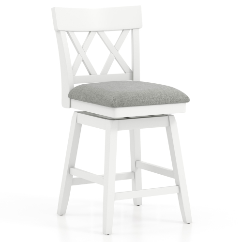 GYMAX  2" Bar Stool Wooden Chair W/contoured Backrest Swivel Padded Seat for Kitchen