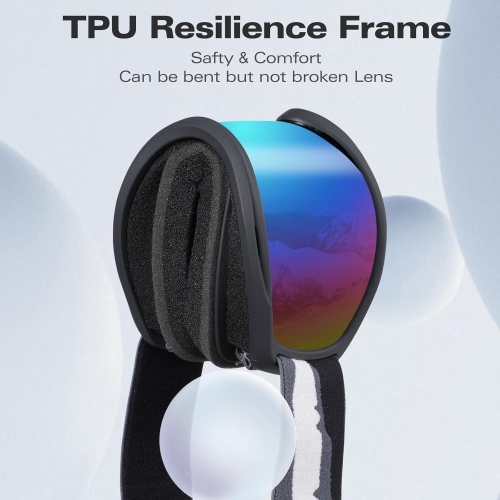 Lunettes de ski pour hommes PetginHome-Ski Goggles antibuée Goggles de neige Protection UV pour adultes