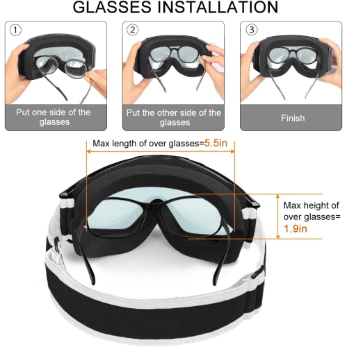 PetginHome – Lunettes de ski OTG, lunettes de neige/planche à neige pour hommes Femmes Jeunes