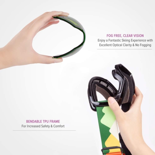 PetginHome-Outdoor Master Kids Ski Goggles, Helmet Compatible Snow Goggles for Boys & Girls with 100% UV Protection