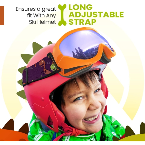PetginHome-Outdoor Master Kids Ski Goggles, Helmet Compatible Snow Goggles for Boys & Girls with 100% UV Protection