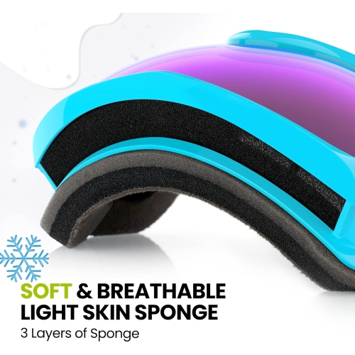 PetginHome-Outdoor Master Kids Ski Goggles, Helmet Compatible Snow Goggles for Boys & Girls with 100% UV Protection