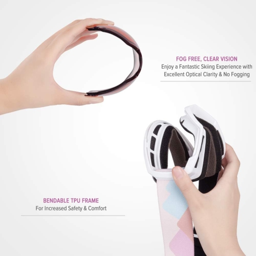 PetginHome-Outdoor Master Kids Ski Goggles, Helmet Compatible Snow Goggles for Boys & Girls with 100% UV Protection