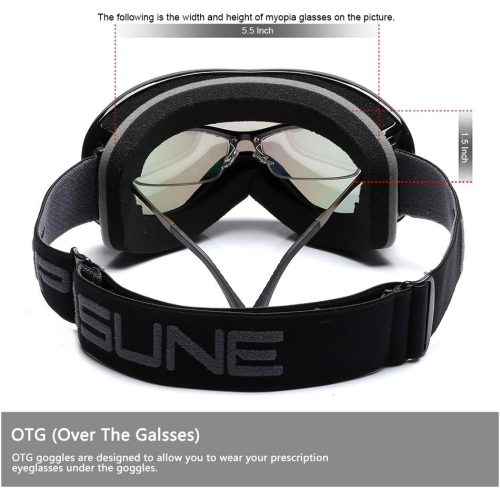 PetginHome-OTG Ski Goggles,Snowboard Goggle Anti-Fog UV Protection Snow Goggles for Youth Men Women