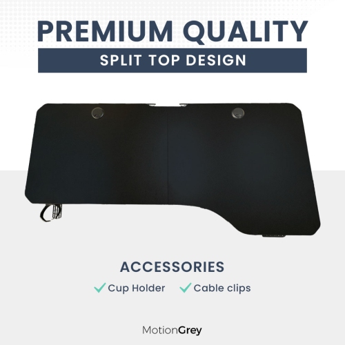 MotionGrey Ergo2 – Bureau debout électrique en L ajustable droit avec réglages de mémoire – Cadre noir supérieur 63 x 24&nbsp;po – Bureau ergonomique