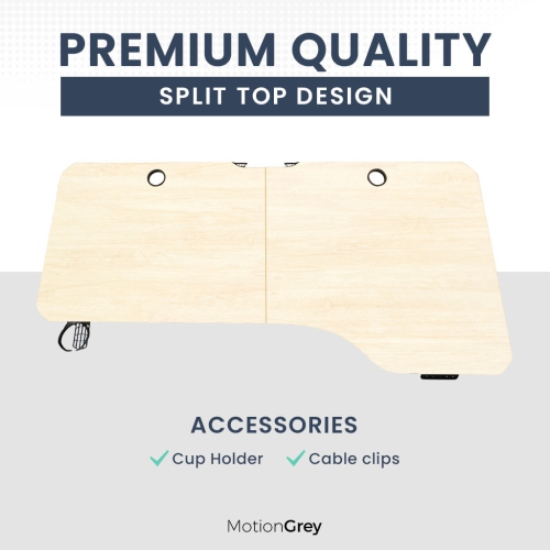 MotionGrey Ergo2 – Bureau debout électrique ajustable en L droit avec réglages de mémoire – Bureau ergonomique avec dessus blanc clair de 63 x