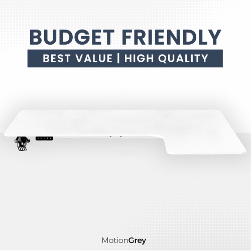 MotionGrey Ergo2 Pro - Adjustable Right L-Shaped Electric Standing Desk with Memory Settings-63" x 43" White Top White Frame - Ergonomic Desk for