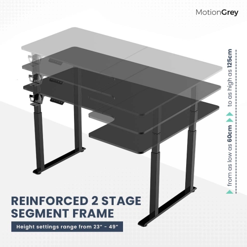 MotionGrey Ergo2 Pro - Adjustable Right L-Shaped Electric Standing Desk with Memory Settings-63" x 43" Black Top Black Frame - Ergonomic Desk for