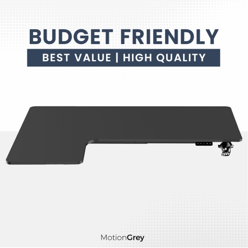 MotionGrey Ergo2 Pro - Adjustable Left L-Shaped Electric Standing Desk with Memory Settings-63" x 43" Black Top Black Frame - Ergonomic Desk for Home