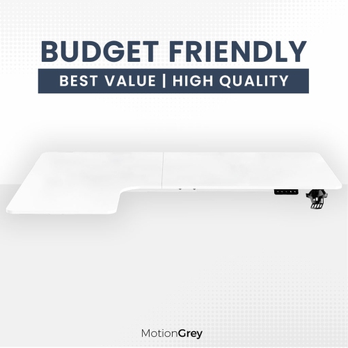 MotionGrey Ergo2 Pro - Adjustable Left L-Shaped Electric Standing Desk with Memory Settings-63" x 43" White Top White Frame - Ergonomic Desk for Home