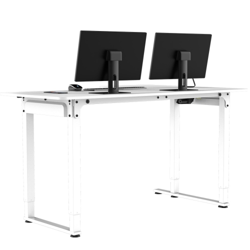 MotionGrey Ergo2 Pro - Adjustable Left L-Shaped Electric Standing Desk with Memory Settings-63" x 43" White Top White Frame - Ergonomic Desk for Home