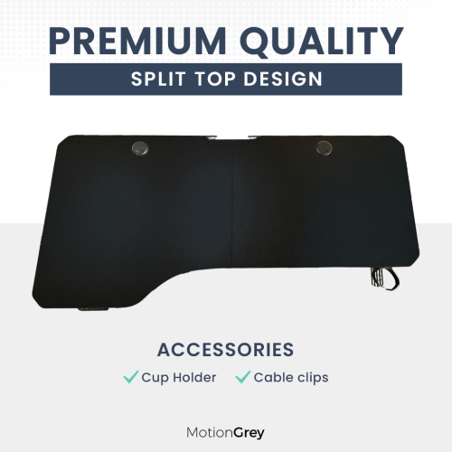 MotionGrey Ergo2 – Bureau debout électrique gauche réglable en L avec réglages de mémoire – Cadre noir supérieur 63 x 24 po – Bureau ergonomique