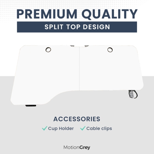 MotionGrey Ergo2 - Adjustable Left L-Shaped Electric Standing Desk with Memory Settings - 63" x 24" White Top White Frame - Ergonomic Desk for Home