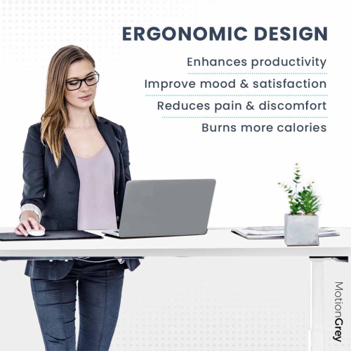 MotionGrey Ergo2 - Adjustable Left L-Shaped Electric Standing Desk with Memory Settings - 63" x 24" White Top White Frame - Ergonomic Desk for Home