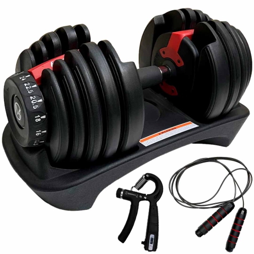 MotionGrey Adjustable Dumbbell 5 LB to 52.5 LB -15 Weight Settings with Anti-slip Handle - Perfect for Home Gym Exercise & Workout Equipment - Free
