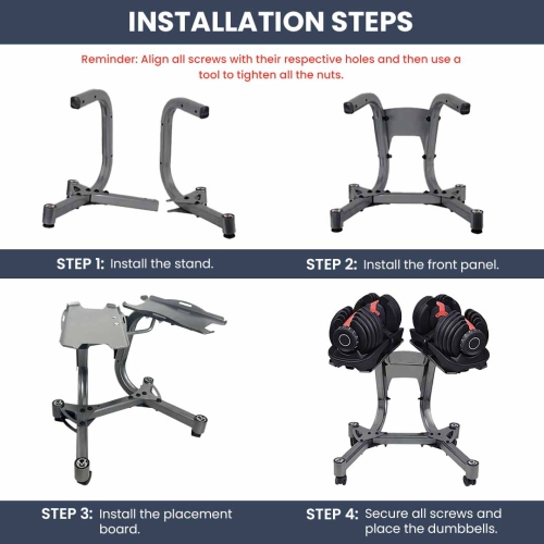 Support réglable pour haltères - Support en acier pour gymnase à domicile, support pour haltères, organisateur d'équipement d'entraînement - Argenté