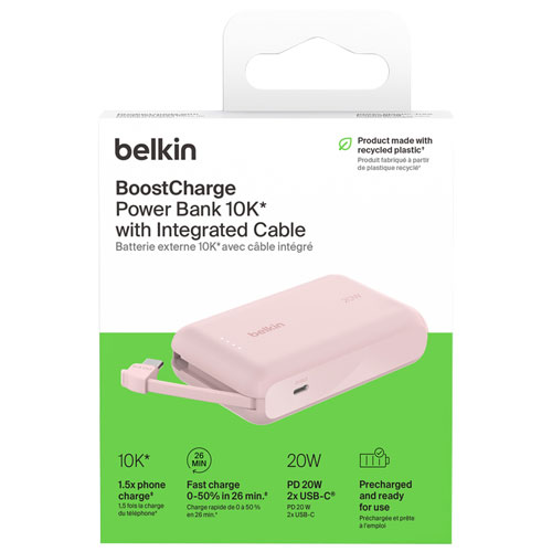 Belkin BoostCharge 10000 mAh USB-C Power Bank - Pink