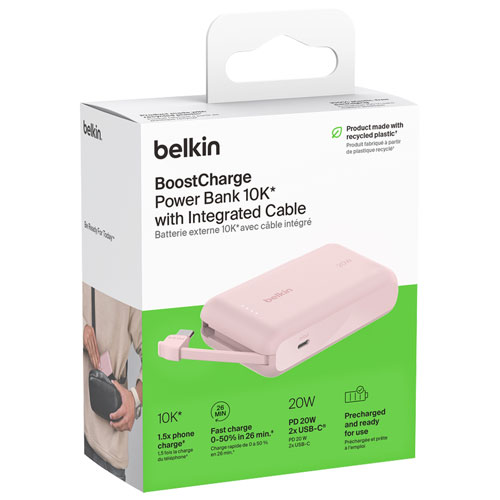 Belkin BoostCharge 10000 mAh USB-C Power Bank - Pink