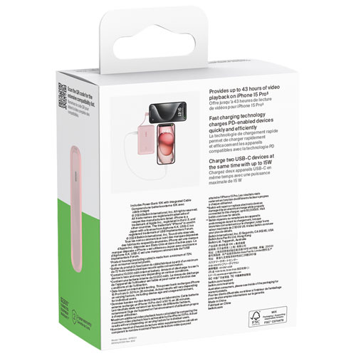 Belkin BoostCharge 10000 mAh USB-C Power Bank - Pink