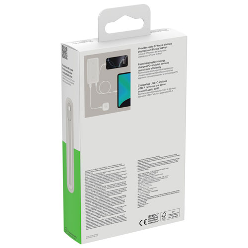 Belkin BoostCharge 20000 mAh USB-C/USB-A Power Bank - White