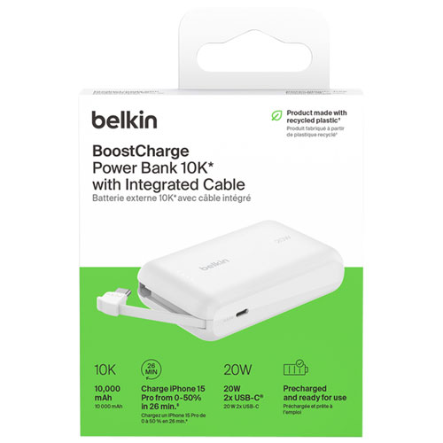 Belkin BoostCharge 10000 mAh USB-C Power Bank - White