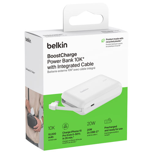 Belkin BoostCharge 10000 mAh USB-C Power Bank - White