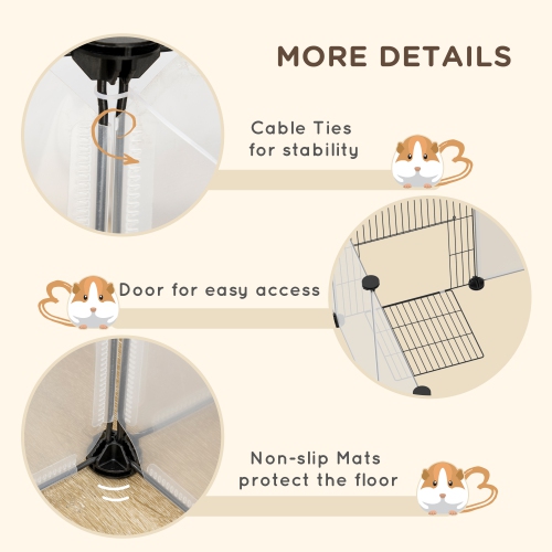 PawHut Pet Playpen, Customizable Small Animal Cage Playpen, Guinea Pig Cage Rabbit Pen Indoor with Door, Top Cover, for Hedgehog, 20 Panels