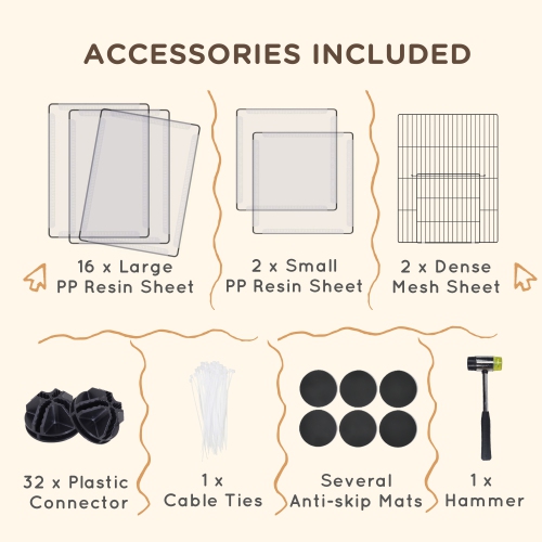 PawHut Pet Playpen, Customizable Small Animal Cage Playpen, Guinea Pig Cage Rabbit Pen Indoor with Door, Top Cover, for Hedgehog, 20 Panels