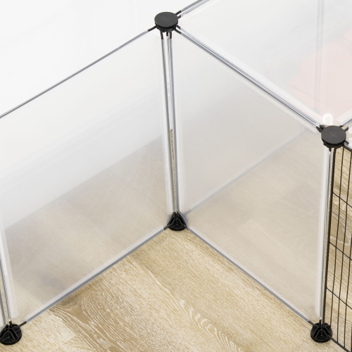 PawHut Pet Playpen, Customizable Small Animal Cage Playpen, Guinea Pig Cage Rabbit Pen Indoor with Door, Top Cover, for Hedgehog, 20 Panels