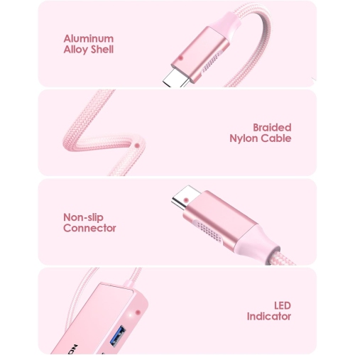 USB C Hub with Gigabit Ethernet, 4K HDMI Output, and 3 USB 3.0 Compatible 2022-2016 MacBook Pro 13/15/16, New Mac Air & Surface, Chromebook, More,