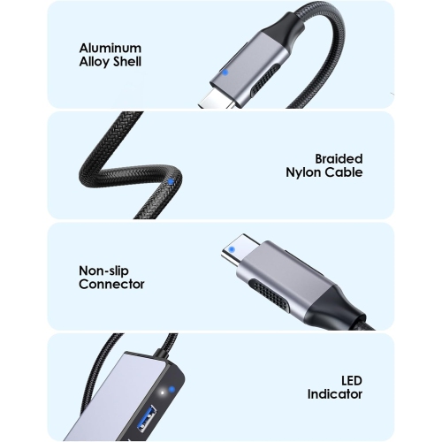 USB C Hub with Gigabit Ethernet, 4K HDMI Output, and 3 USB 3.0 Compatible 2022-2016 MacBook Pro 13/15/16, New Mac Air & Surface, Chromebook, More,